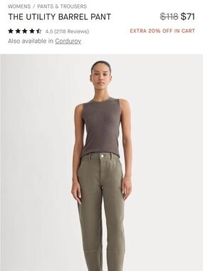 Everlane Utility Barrel Pant Taupe size 2